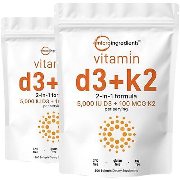 2 Pack Vitamin D3 5000IU Plus K2 2 in 1 Formula Vitamin D3 Liquid with Vitami...