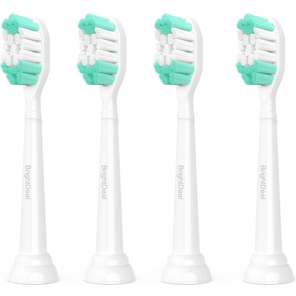 BrightDeal Replacement Toothbrush Heads for Philips Sonicare ProtectiveClean 4100 5100 6100 DailyClean DiamondClean EasyClean PowerUp Plaque Control Gum Health C2 G2 HX6817/01 HX6857/11 White, 4 Pack