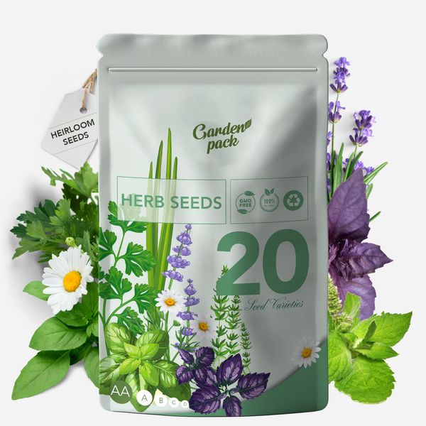 Garden Pack Premium Herb Garden Kit - Over 14,000 Herb Seeds for Planting UK, Grow Your Own Herb Garden with 20 Varieties