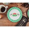 Silver Buffalo Friends Central Perk Logo Checkerboard Pattern 4pc Melamine Plate Set, Multicolored, Standard