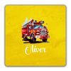Shopagift Personalised Fire Engine 2 Pack Coasters Brigade Firefighter Gift - 9cm x 9cm