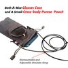 bqover Double Microfiber Suede Pouch, Soft Eyeglasses/Sunglasses Pouch with Removable Adjustable Strap, Grey, Medium