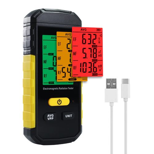 JuviPerpric EMF Detector, 3-in-1 Portable EMF Radiation Meter for EF, RF, MF, WiFi Signal with 3-Color Sound Light Alarm,Data Hold,EMF Reader Ghost Hunting for Home EMF Inspections and Ghost Hunting