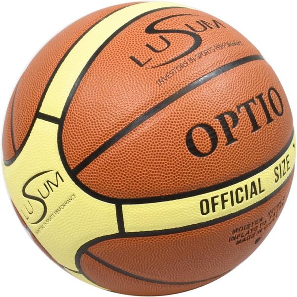 Lusum Optio Basketball Ball Indoor Outdoor PU Leather Basketball Size 5, 6 and 7 (Size 7)