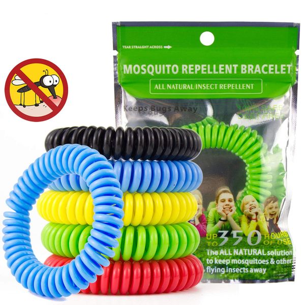 JAMSWALL Mosquito Repellent Bracelet 10 Pack Bug Repeller Wristbands Mosquito Killer Mosquitoe Wristbands, DEET Free Natural Citronella Oil Waterproof For Kids & Adults