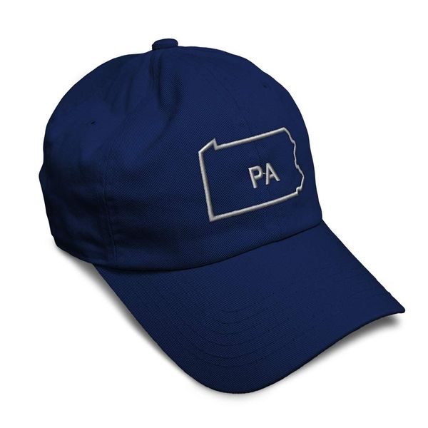 Soft Baseball Cap Pennsylvania State Map Pa Embroidery State Map Names States Twill Cotton Country Dad Hats for Men & Women Navy Design Only