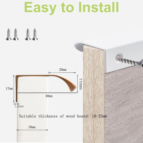 HY HUIJUN 4 Pack Furniture Recessed Concealed Handles, Cabinet Handle Drawer Pulls,Finger Edge Pull,Aluminium Hardware Bright White
