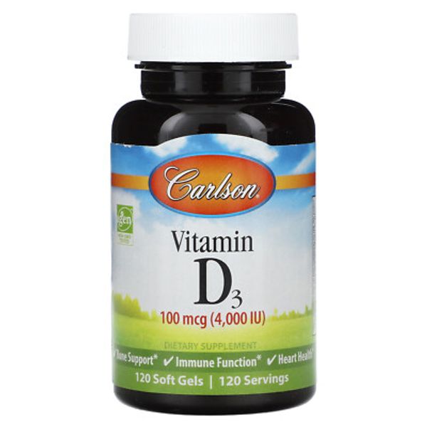 Vitamin D3, 100 mcg (4,000 IU), 120 Soft Gels