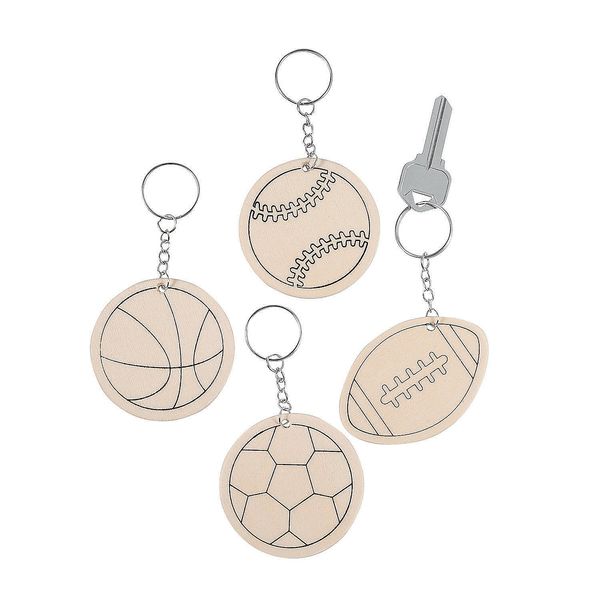 CYO WOOD SPORTS BALL KEYCHAINS - Craft Kits - 12 Pieces