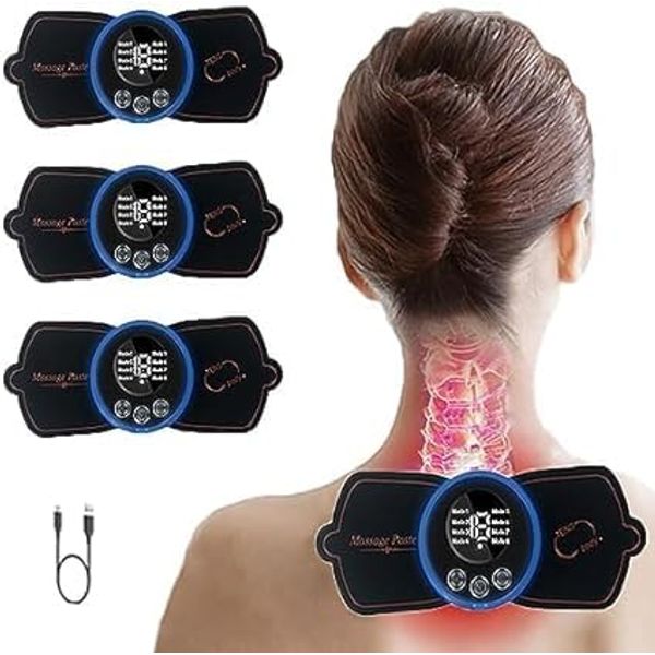 Jenylu Neck Massager for Neck Pain,3pcs Mini Cervical Massager,Portable Electric Shoulder Massager,Chargable EMS Muscle Stimulator for Body Muscle Pain Relief,for Neck Back Waist Arms Legs Whole Body