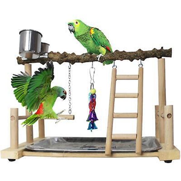 PINVNBY Bird Playground Birdcage Playstand Pet Perch Platform Stand grey