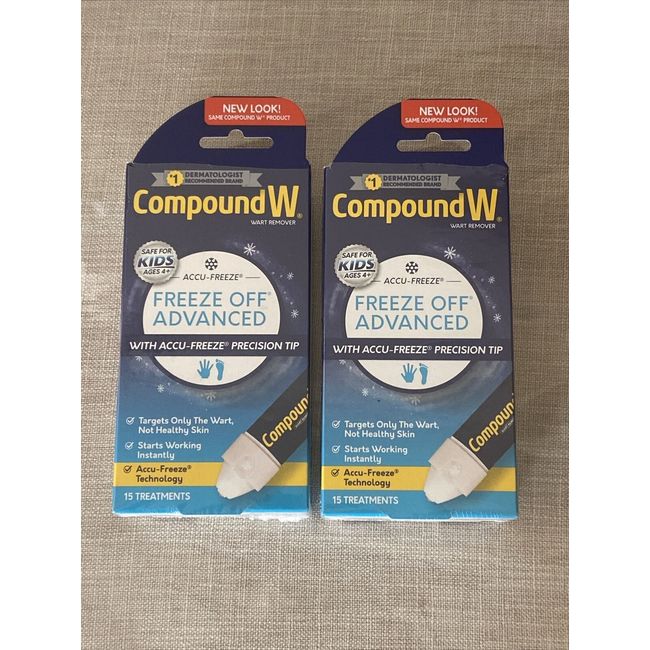 Lot of 2 Compound W Freeze Off Advanced Wart Remover 15 Treatments Exp 1/19/2026