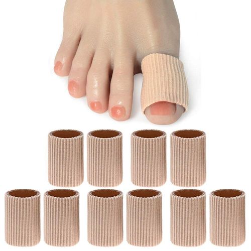 DYKOOK Big Gel Lined Toe Tubes Sleeves 10 Pcs, Made of Elastic Fabric Lined with Silicone Gel. Toe Sleeve Protectors Relief Toe Pressure Pain, Corn and Calluses Remover