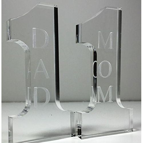FixtureDisplays® 2.16"W x 4.3"H x 0.4"D Number One 1 Dad Numbr 1 Mom Tabletop Gift 11617-MOM+DAD