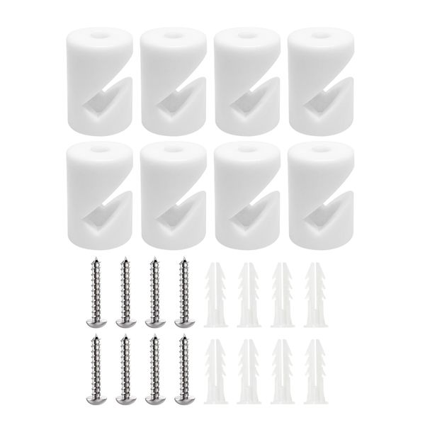 smartect Wall and Ceiling Pins [8 Pieces, White] Cable Decentralizer with wall plugs and screws included, Ceiling Light Hook for your DIY Project