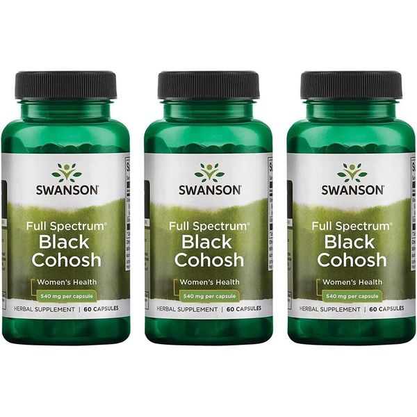 3 Pack BLACK COHOSH 540 mg 180 Caps (3x60), Eases the transition into menopause