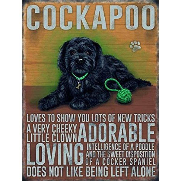 The Original Metal Sign Fridge Magnet - Black Cockapoo
