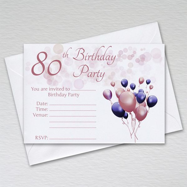 Pack of 80th Birthday Party Invitations with Envelopes: Rosegold Eightieth Invites for Female/Girls Birthday Parties (Pack of 20 Rosegold with Envelopes)