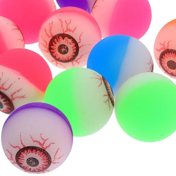 Ciieeo 10Pcs Halloween Eyeballs Glow in The Dark Bouncy Eyeballs Halloween Bouncy Balls for Party Supplies (Random Color, 32mm)