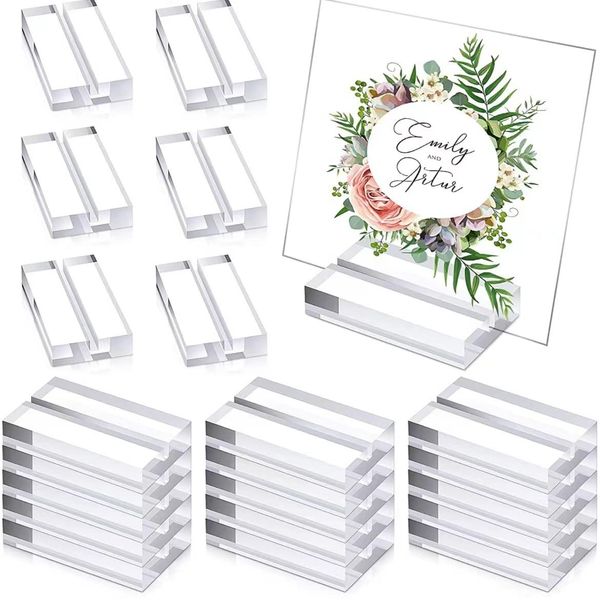 URCHUZE 20 PCS Acrylic Place Card Holders with Card Slot, Clear Sign Holders Table Numbers Display Stands for Menu, Wedding, Meeting, Banquet