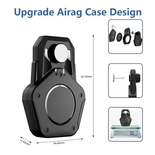 (Black 2 Pack) Airtag Holder for Kids│Airtag Kids Hidden│PC Airtag Case│Non Silicone-Anti Fracture │Sealed- Anti Fall Off│ Hidden Pin&Anti-Removal │Waterproof │ for Children&Elderly&Backpack