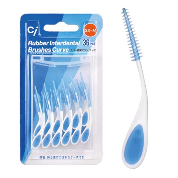 Ci Rubber Interdental Brush Curve SS~M 36pcs 1 Case