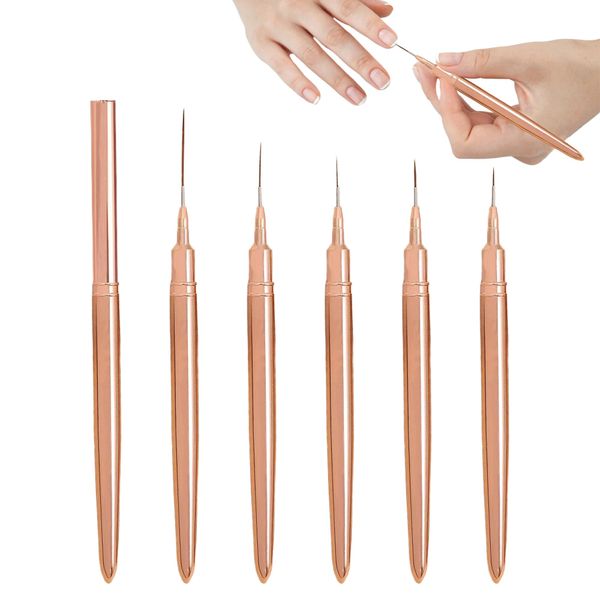 5PCS Nail Art Brushes Painting Details Nail Liner Brush Gold Liner Brush Nail Art for Long Lines,Details,Fine Drawing Nail Dotting Tool Set Respective in 7mm/9mm/11mmm/15mm/25mm