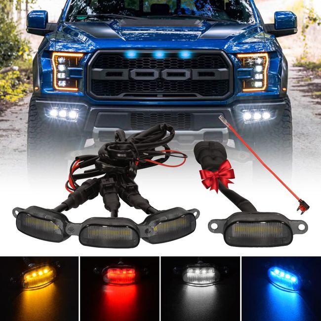 GTYUNKE LED Grill Lights for F150 2004-2019 Raptor Aftermarket Grill Ram 1500 2013-2018 Front Grille Car Accessories Blue Lights