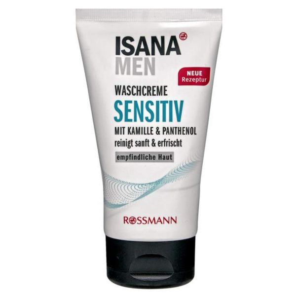 ISANA MEN Waschcreme sensitiv für empfindliche Haut, mit Kamille & Panthenol, reinigt sanft & erfrischt, vegan, 150 ml