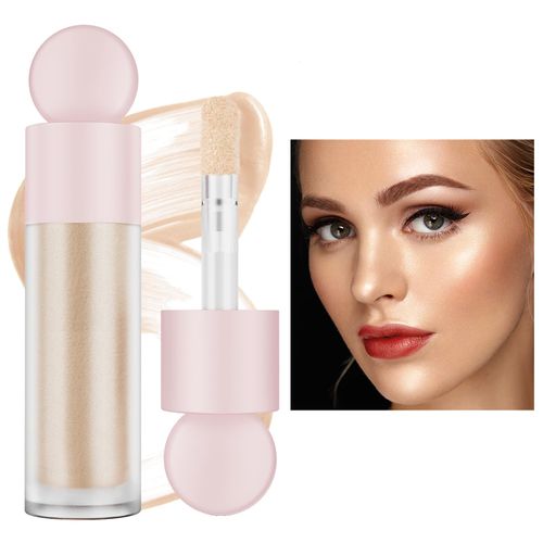 Liquid Highlighter Natural Glow for Face and Body, Lightly Moisturising Highlighter Makeup for Long-Lasting Shimmer, Contouring Stick, Easy to Use with Pillow Applicator
