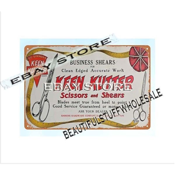 cutlery knives cutting tools  scissors shears tin sign traditional toolmaker