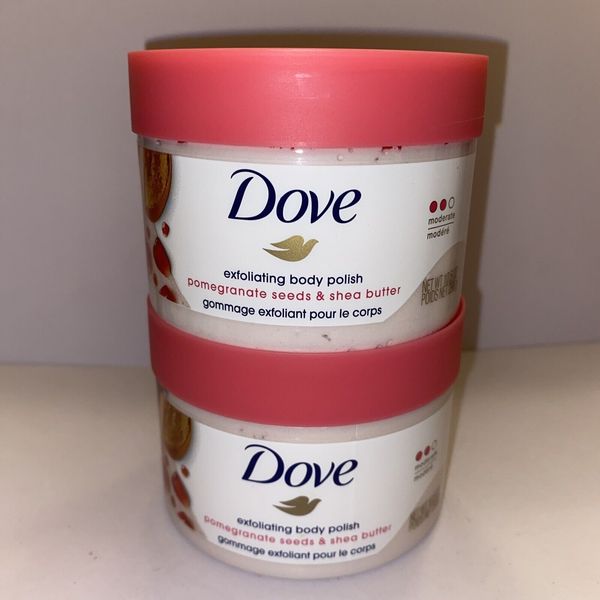 2x Dove Exfoliating Body Polish Pomegranate Seeds & Shea Butter 10.5 oz Ea New