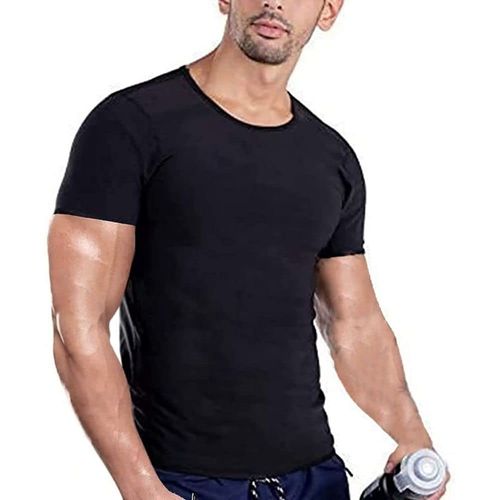 PLEAVIT Men's Sauna Suit, Short Sleeve, Sweat T-Shirt, Inner, Running, Washable, Silver
