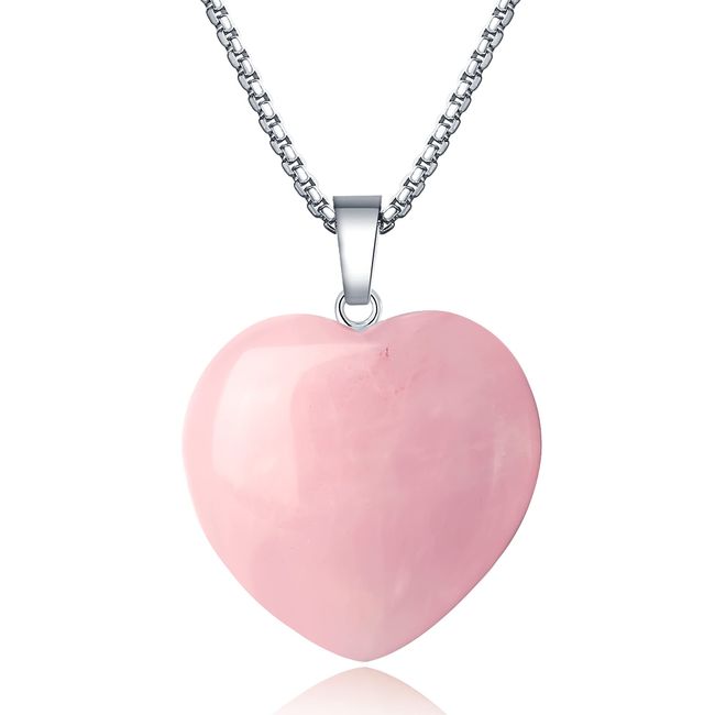 XIANNVXI Rose Quartz Necklace 1.2" Healing Crystal Heart Gemstone Pendant Necklaces Natural Spiritual Reiki Quartz Stone Jewelry for Women Girls Girlfriend