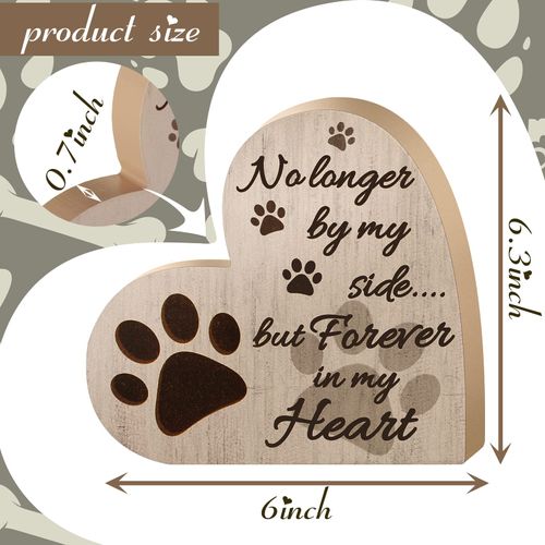 Yalikop Pet Memorial Gifts, Heart Shaped Dog Memorial Gifts Sympathy Pet Memorial Gifts Dog or Cat Remembrance Gifts with Sympathy Pet Tribute Keepsake Beautiful Bereavement Gift (Natural Color)
