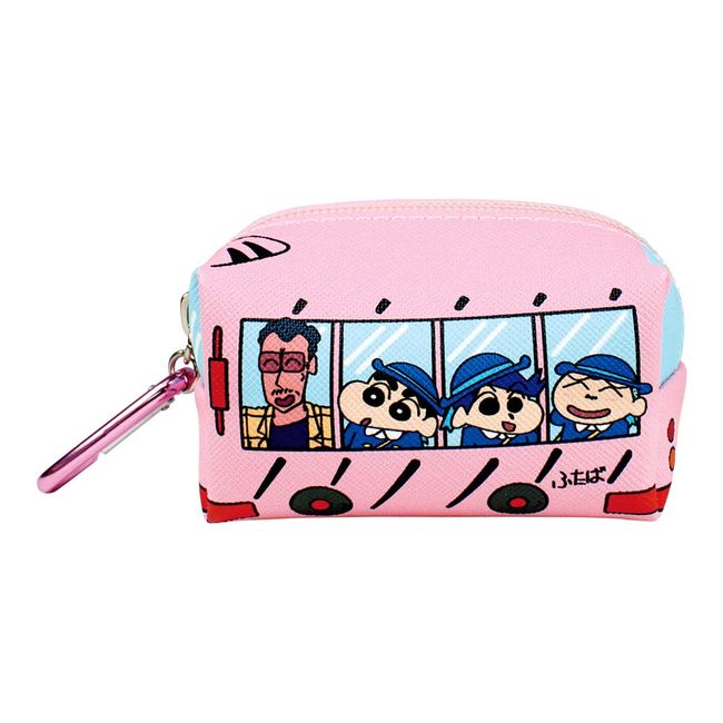 Tees Factory Crayon Shin-chan KS-5544045YB Mini Pouch with Carabiner Yochien Bus H6 x W 8.5 x D 5.5 cm