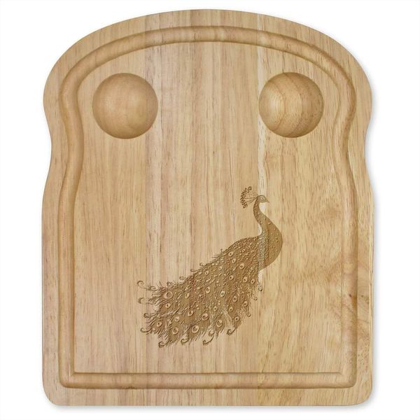 'Peacock Side View' Wooden Breakfast Board (WB00086465)