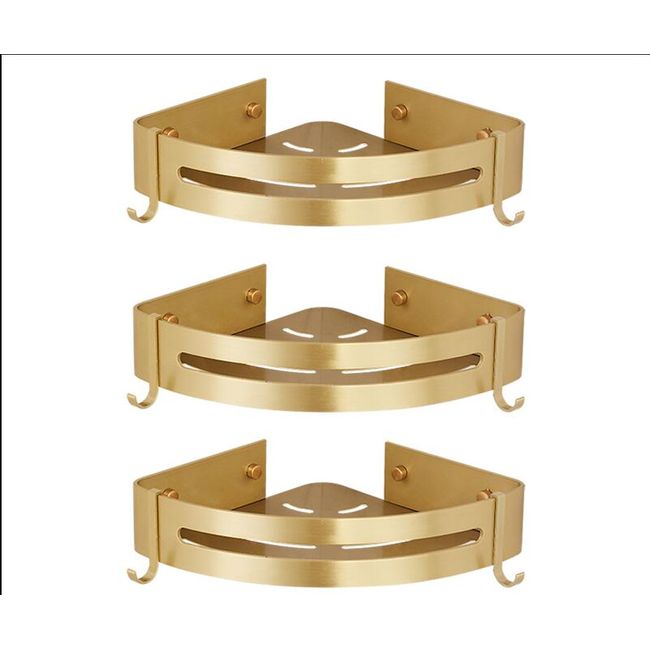 Corner Shelf Brass Bathroom Shower Rack Brushed Gold Bath Shower