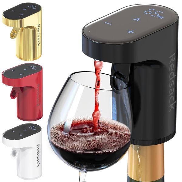 Redsack Electric Wine Decanter Aerator Dispenser Pourer Whiskey Adjustable Quantity Liquor Wine Pump Birthday Gift for Men Women Mom Dad Boss Brother Husband Funny Unique Gifts for Him (Black)