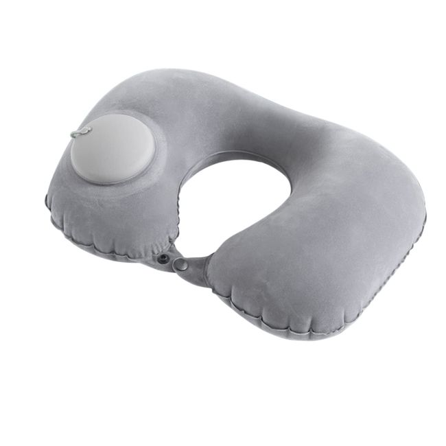 LIKENNY Neck Pillow, U-Shaped Pillow, Neck Pillow, Air Pillow, Manual Press Type, Inflatable, For Travel, Airplanes, Travel, Bus, Office, Travel Goods, Portable Pillow (Gray)