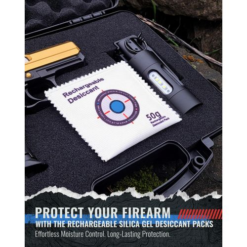 Cedar Mill Fine Firearms Gun Safe Dehumidifier – 50g Rechargeable Desiccant Packs - Reusable Moisture Absorbers for Pistol Cases, Firearms, Closet, Car - Pack of 2