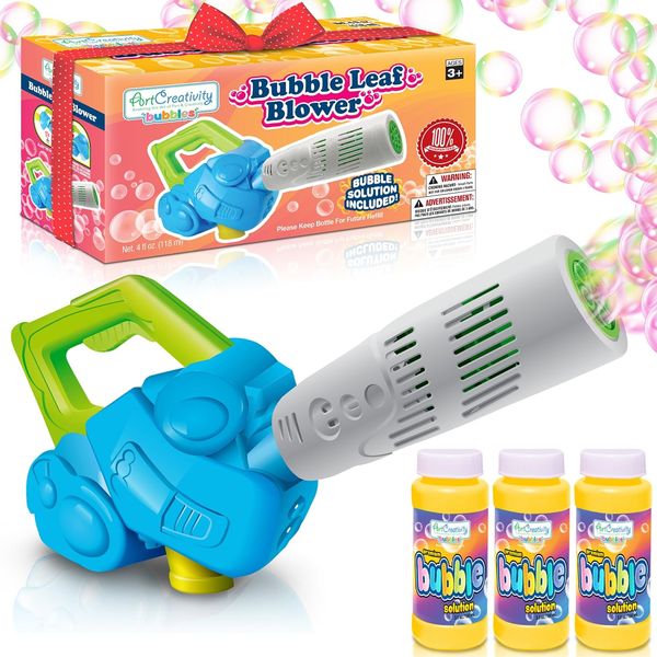 ArtCreativity Bubble Leaf Blower for Toddlers, Bubble Blower Machine with 3 Bubble Solution, Summer Outdoor Toys for Kids, Easter Basket Stuffer Gifts Party Favors for Boys Girls Age 2 3 4 5+ Year Old