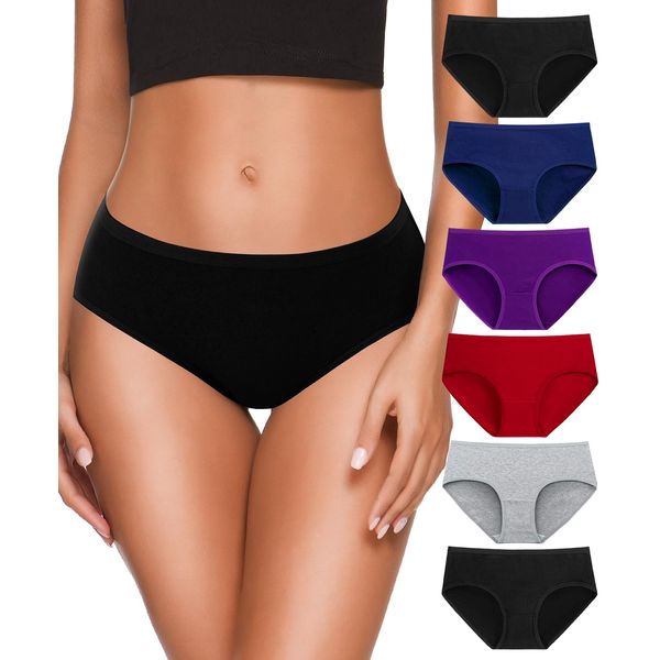 K-CHEONY Womens Underwear Cotton Hipster Panties Soft Breathable Low Rise Ladies Briefs Black Girls Seamless Teens Juniors Underwear