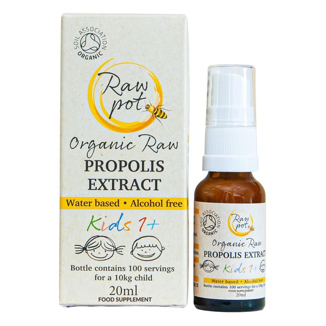 RAW POT - Organic RAW Propolis Kids 1+ Spray | Alcohol-Free 100% Pure Unpasteurised Bee Propolis Extract | Children Immune Booster | Relief Sore Throat Spray | Immunity Supplement for Kids (20ml)