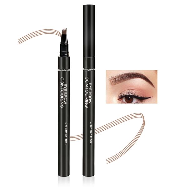 Boobeen Eyebrow Tattoo Pen Waterproof Liquid Eyebrow Pencil, Microblading Eyebrow Pen with Precision Applicator, Create Natural Eyebrow Makeup.Light Brown