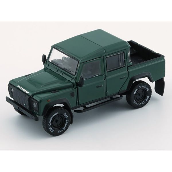 Defender 110 Pickup Truck Green with Extra Wheels 1/64 Diecast Model Car by BM Creations 64B0197