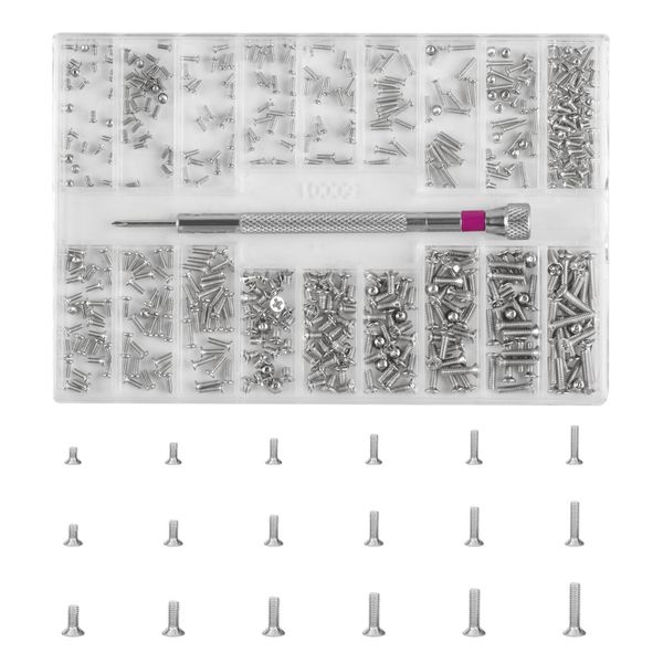 Minimalist Screws Kit - 500 Micro Self-Tapping Screws in Assorted Sizes for Glasses & Electronic Repairs