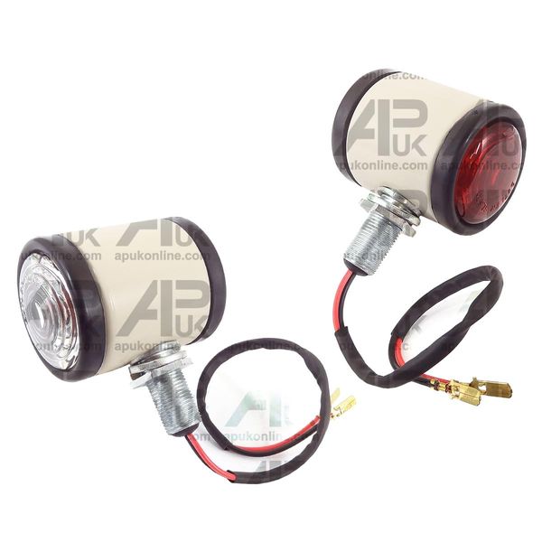 2x White Butler Side Marker Light Lamp Replacement for Fordson Dexta Nuffield 10/60 Tractor