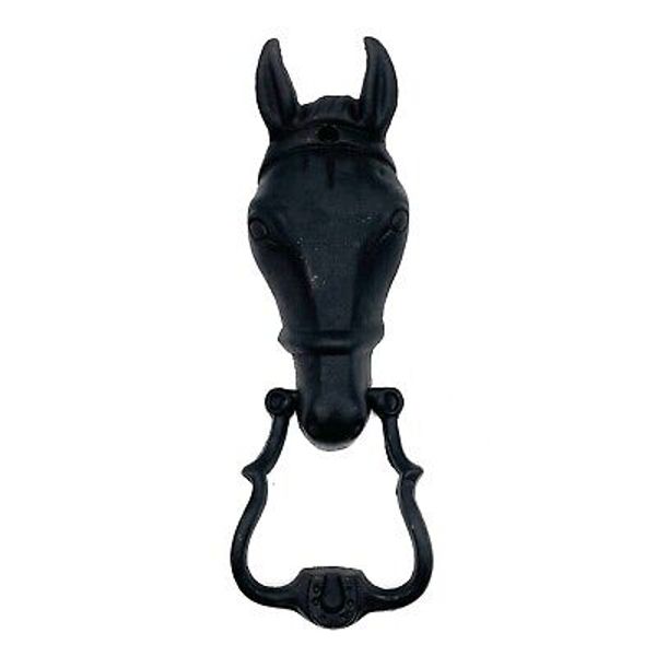 Black Cast Iron Horse Head Door Knocker Equestrian Farm House Ranch Mule