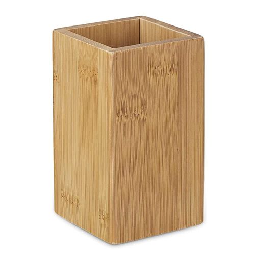 Hsthe Sea Natural Square Toothbrush Tumbler Natural Design Bathroom Toothbrush Tumbler Bamboo PU Coating HBT 14x9.5x9.5cm
